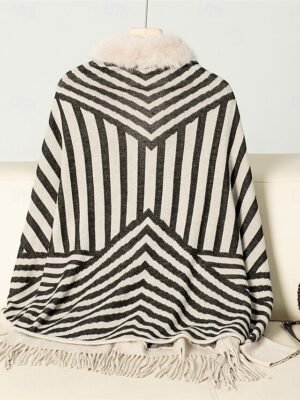 Casual Regular Striped Crew Neck Long Sleeve Knit Shrug - Image 8