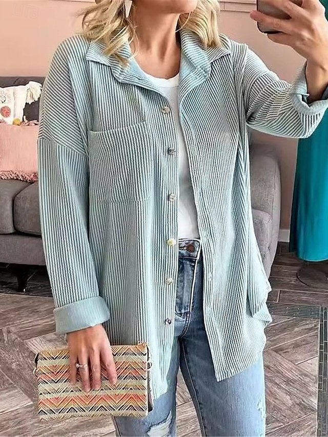 Casual Regular Striped Plaid Long Sleeve Jacket - Image 1