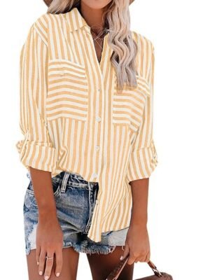 Casual Regular Striped Shirt Collar Long Sleeve Shirt - Image 4