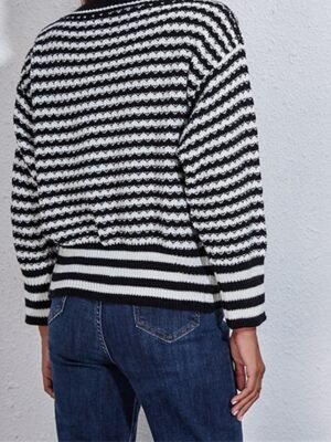 Casual Regular Striped V Neck Long Sleeve Regular Cardigan - Image 4