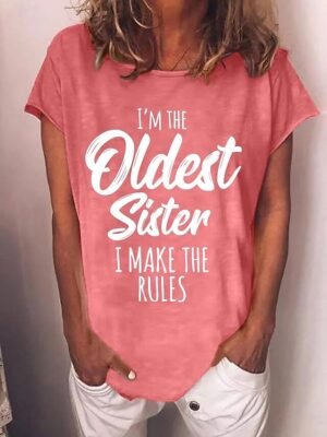 Casual Regular Text Round Neck Short Sleeve T Shirt - Image 4