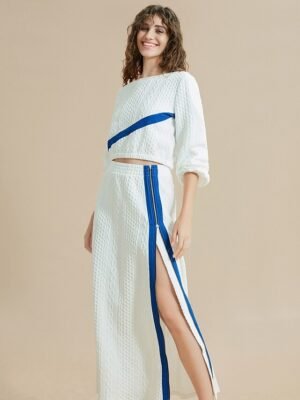 Casual Relaxed Colour Block Round Neck Set - Image 4