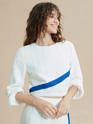 Casual Relaxed Colour Block Round Neck Set - Image 5