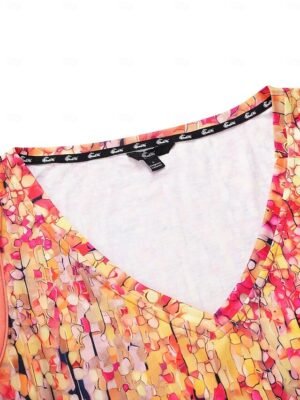 Casual Relaxed Fit Mosaic V Neck Sleeveless Flowy Tank Top - Image 4