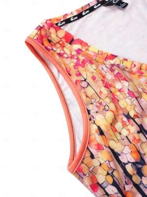 Casual Relaxed Fit Mosaic V Neck Sleeveless Flowy Tank Top - Image 5