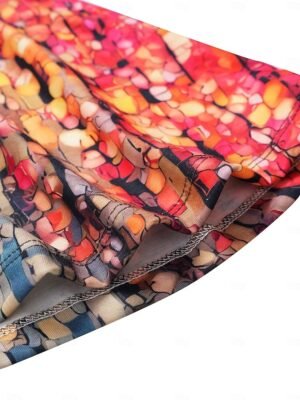 Casual Relaxed Fit Mosaic V Neck Sleeveless Flowy Tank Top - Image 7