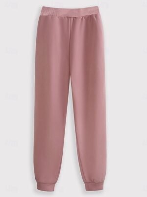 Casual Relaxed Letter Crew Neck Long Sleeve Fleece Tracksuit - Image 3