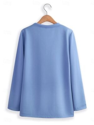 Casual Relaxed Letter Crew Neck Long Sleeve Long Two Piece Set - Image 8