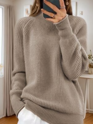 Casual Relaxed Pure Turtleneck Long Sleeve Knit Sweater - Image 7