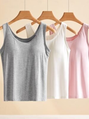 Casual Seamless Scoop Neck Sleeveless Stretch Multi-Pack Tank Tops - Image 7