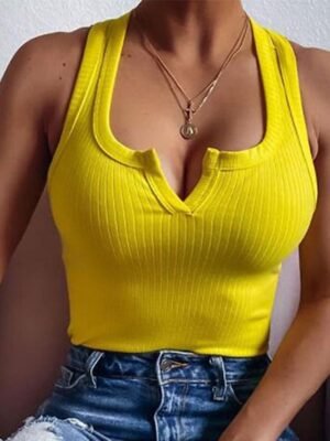 Casual Sexy Plain V Neck Sleeveless Regular Tank Top - Image 2