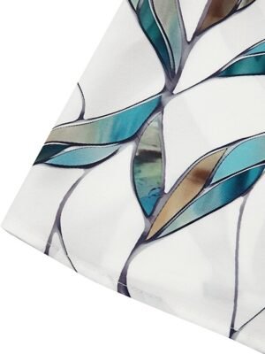 Casual Shift Leaf Print V Neck Half Sleeve Midi Dress - Image 11