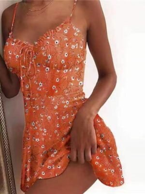 Casual Slim Ditsy Floral Spaghetti Strap Sleeveless Mini Sundress - Image 10