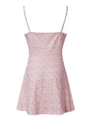 Casual Slim Ditsy Floral Spaghetti Strap Sleeveless Mini Sundress - Image 6