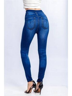 Casual Slim Fit 3D Print High Waist Full Length Leggings - Image 10