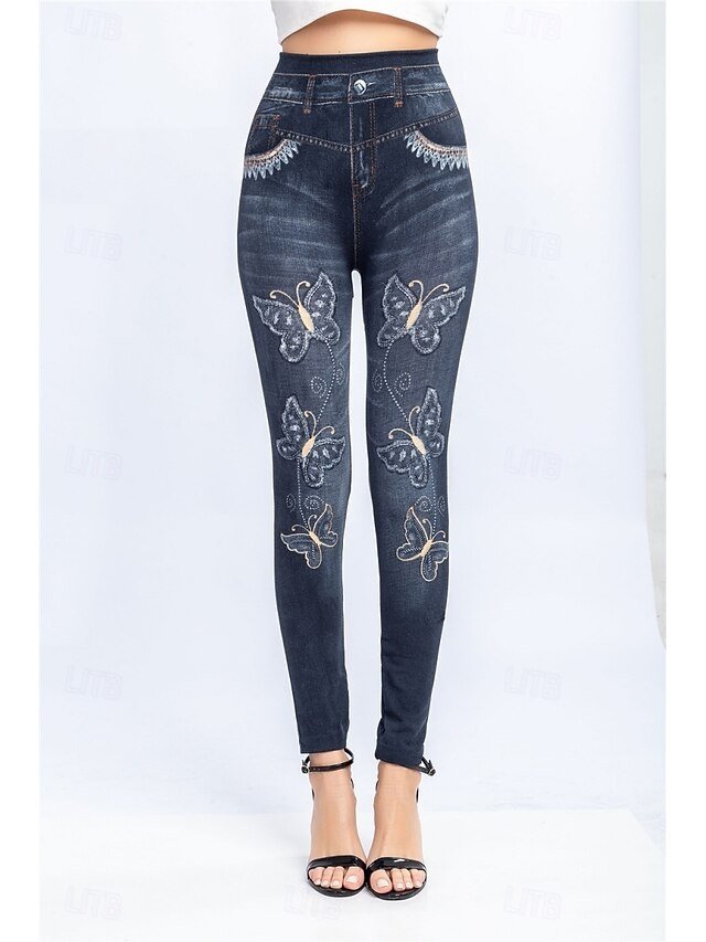 Casual Slim Fit 3D Print High Waist Full Length Leggings - Image 2