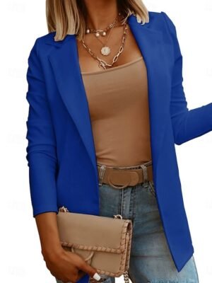 Casual Slim Fit Plain Turndown Long Sleeve Jacket - Image 11