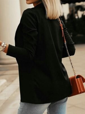 Casual Slim Fit Plain Turndown Long Sleeve Jacket - Image 6
