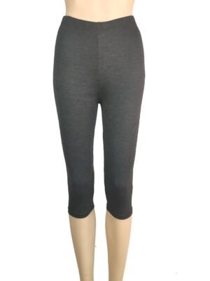 Casual Slim Plain High Waist Elastic Waist Calf-Length Capri Leggings - Image 15