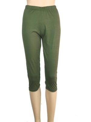 Casual Slim Plain High Waist Elastic Waist Calf-Length Capri Leggings - Image 20