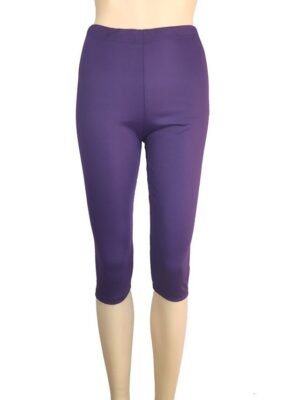 Casual Slim Plain High Waist Elastic Waist Calf-Length Capri Leggings - Image 26