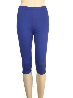 Casual Slim Plain High Waist Elastic Waist Calf-Length Capri Leggings - Image 27
