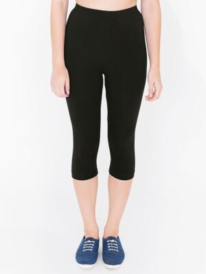 Casual Slim Plain High Waist Elastic Waist Calf-Length Capri Leggings - Image 3