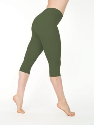 Casual Slim Plain High Waist Elastic Waist Calf-Length Capri Leggings - Image 9