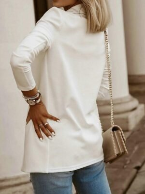 Casual Slim Plain Turndown Long Sleeve Blazer - Image 3