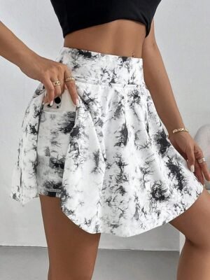 Casual Slim Tie Dye High Waist Mini Skirt - Image 1