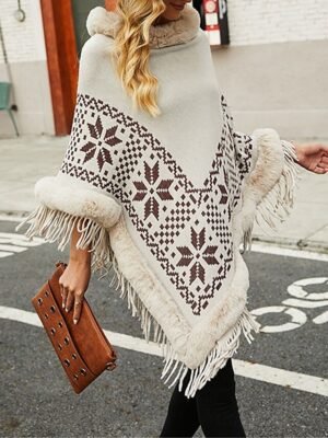 Casual Soft Argyle Turtleneck 3/4 Sleeve Long Sweater - Image 4