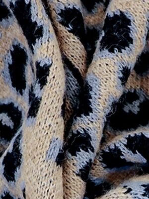 Casual Soft Leopard V Neck Long Sleeve Long Cardigan - Image 3