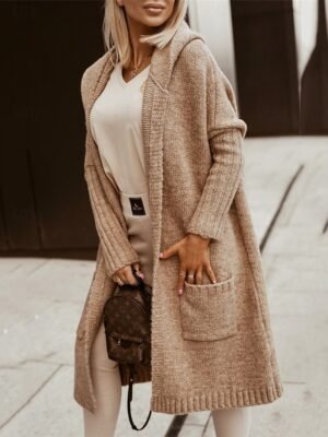 Casual Soft Letter V Neck Long Sleeve Long Cardigan - Image 5