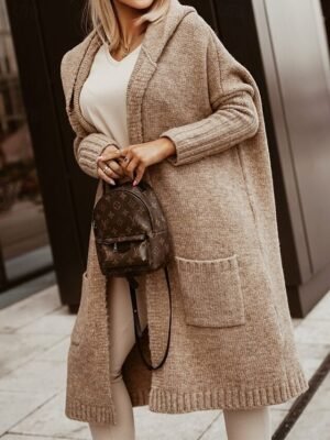 Casual Soft Letter V Neck Long Sleeve Long Cardigan - Image 6