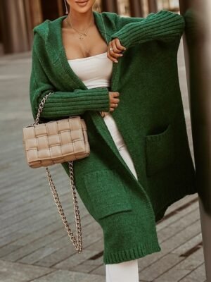 Casual Soft Letter V Neck Long Sleeve Long Cardigan - Image 7