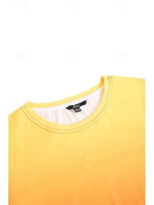 Casual Soft Ombre Round Neck Short Sleeve Summer Top - Image 10