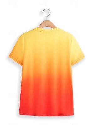 Casual Soft Ombre Round Neck Short Sleeve Summer Top - Image 9