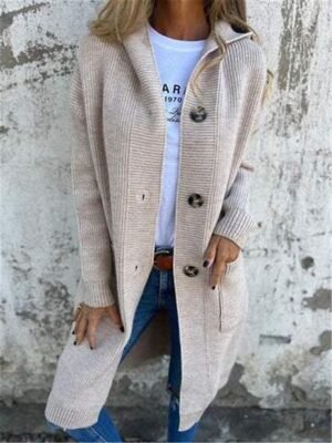 Casual Soft Pure Colour Hooded Long Sleeve Long Cardigan - Image 2