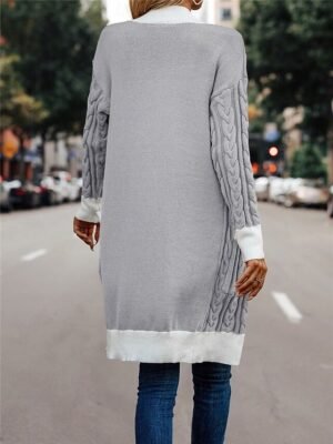 Casual Soft Pure Colour Open Front Long Sleeve Long Cardigan - Image 6