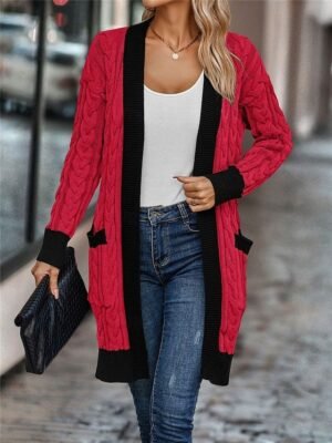 Casual Soft Pure Colour Open Front Long Sleeve Long Cardigan - Image 7