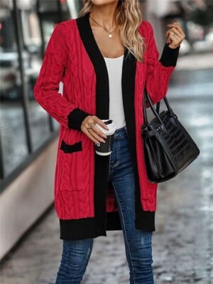 Casual Soft Pure Colour Open Front Long Sleeve Long Cardigan - Image 8
