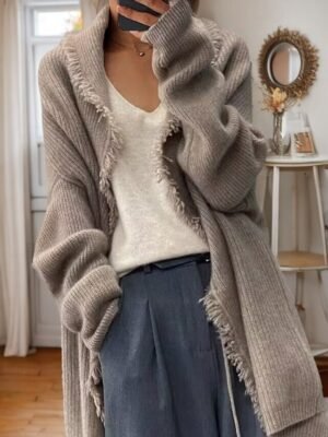 Casual Soft Pure Colour Shirt Collar Long Sleeve Cardigan - Image 2