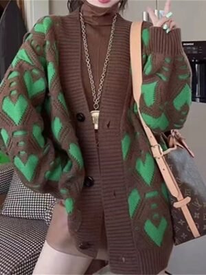 Casual Soft Ribbed V Neck Button Long Sleeve Long Cardigan - Image 2