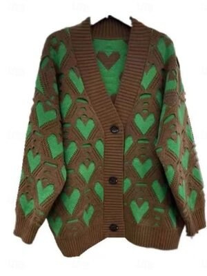 Casual Soft Ribbed V Neck Button Long Sleeve Long Cardigan - Image 4