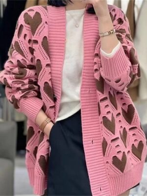 Casual Soft Ribbed V Neck Button Long Sleeve Long Cardigan - Image 5