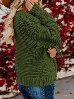 Casual Soft Ribbed V Neck Long Sleeve Cardigan - Image 2