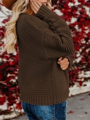 Casual Soft Ribbed V Neck Long Sleeve Cardigan - Image 4