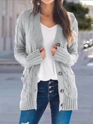 Casual Soft Solid Open Front Long Sleeve Tunic Cardigan - Image 5