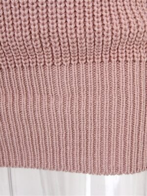 Casual Soft Solid Ribbed Crew Neck Cold Shoulder Long Sleeve Sweater Dress - Image 5