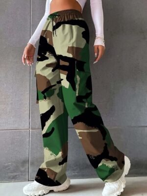 Casual Sporty Camouflage Natural Full Length Athleisure Pants - Image 4